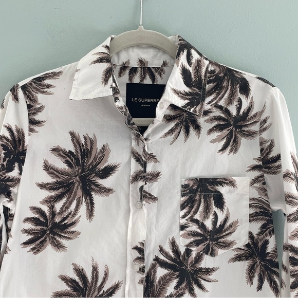 Le Superbe Palm Tree Button Down Long Sleeve Top - Picture 3 of 10